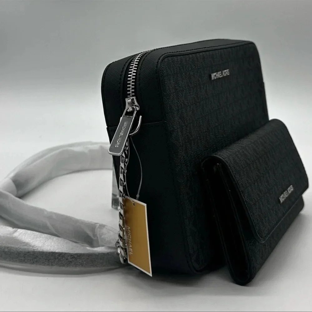 Michael Kors Large EW Crossbody Bag & Large Trifold Wallet Black | BUNDLE SET